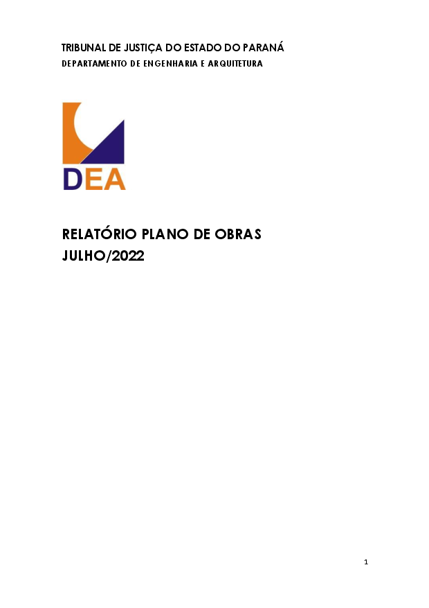 Relatório de Plano de Obras TJPR - Julho 2022